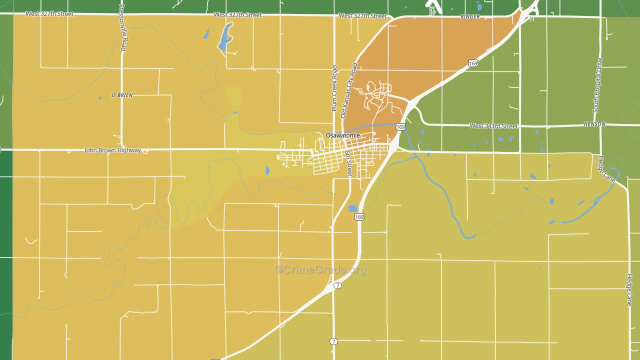 Osawatomie, KS Map of Vehicle Theft Rates
