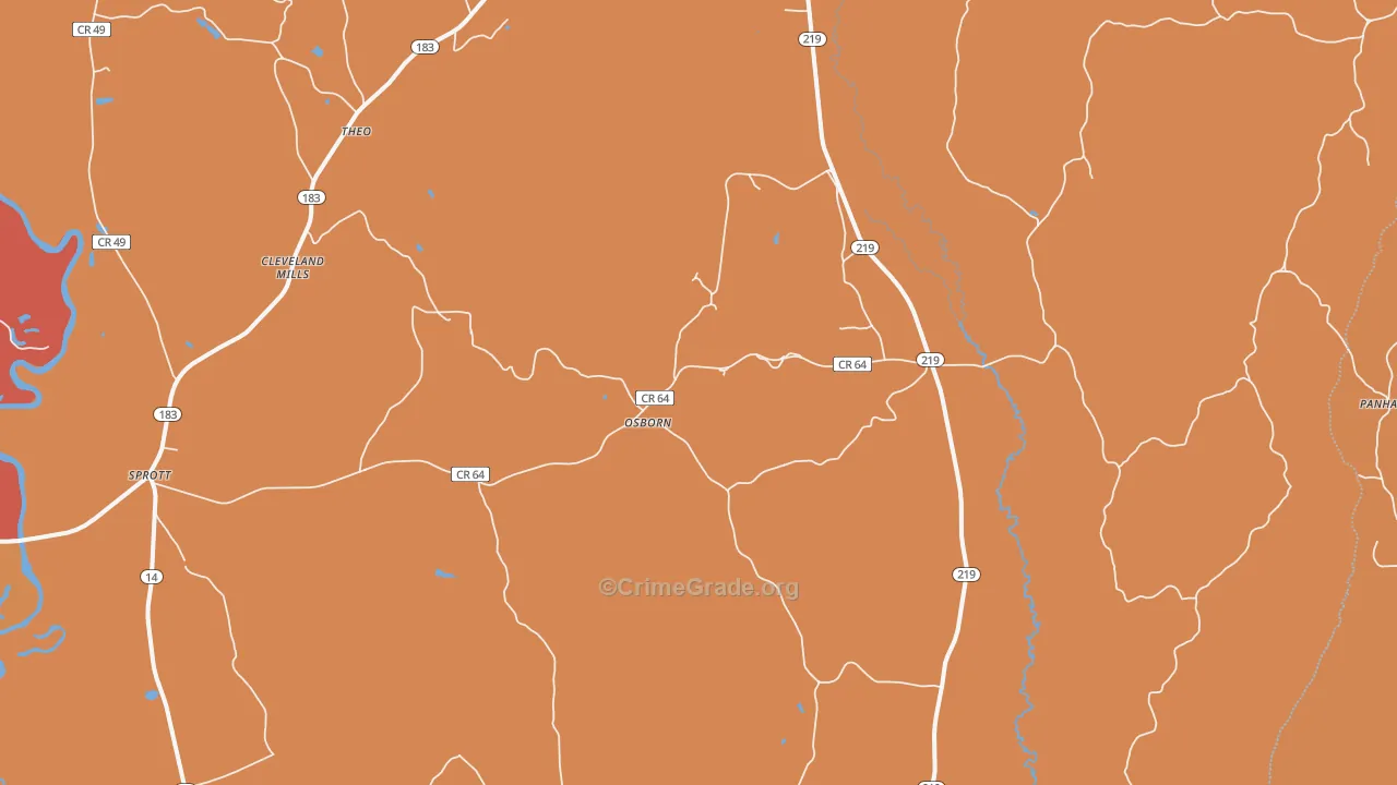 Osborn, AL Map of Vehicle Theft Rates