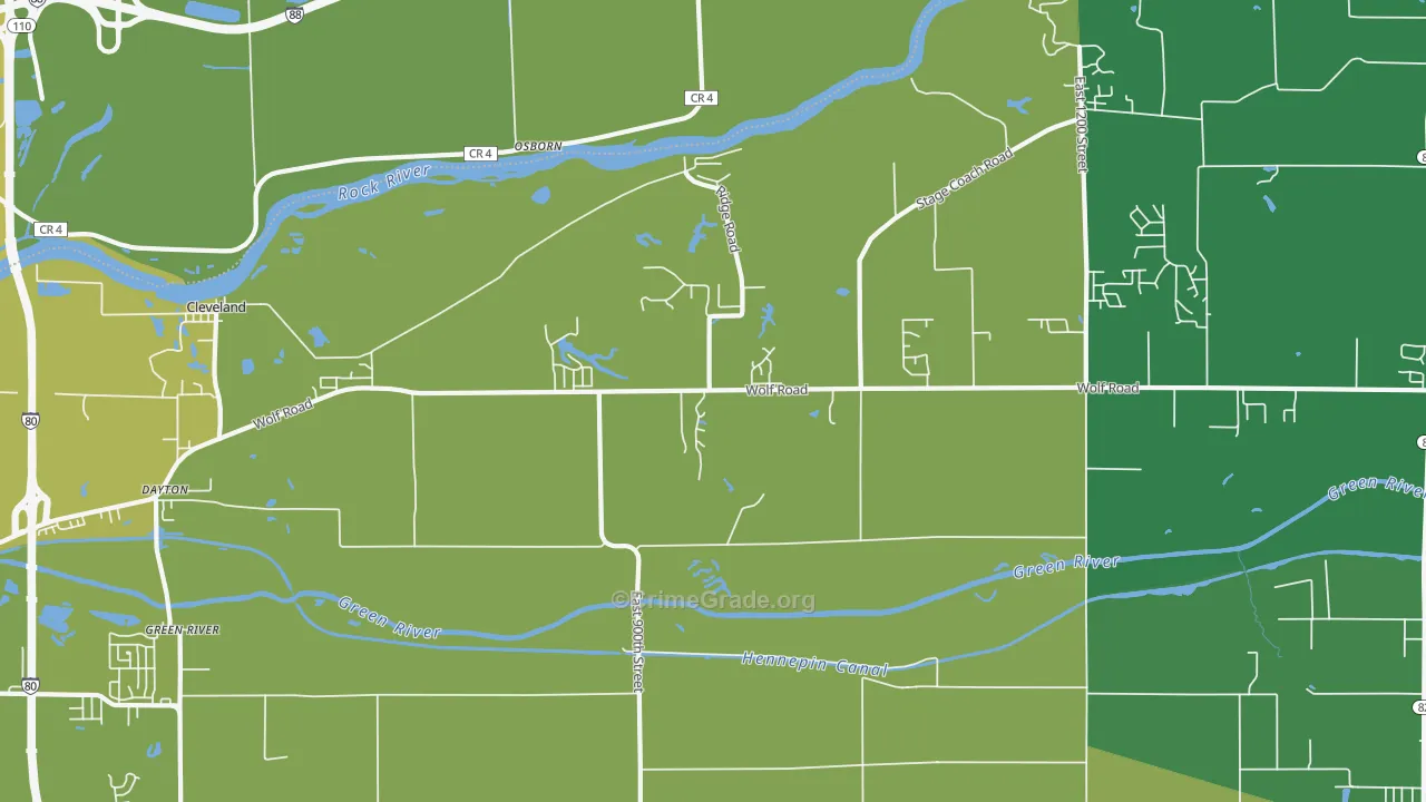 Osborn, IL Map of Vehicle Theft Rates