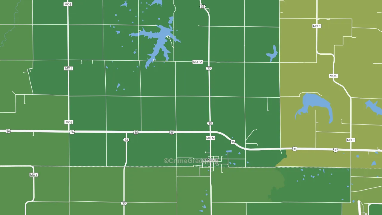 Osborn, MO Map of Vehicle Theft Rates