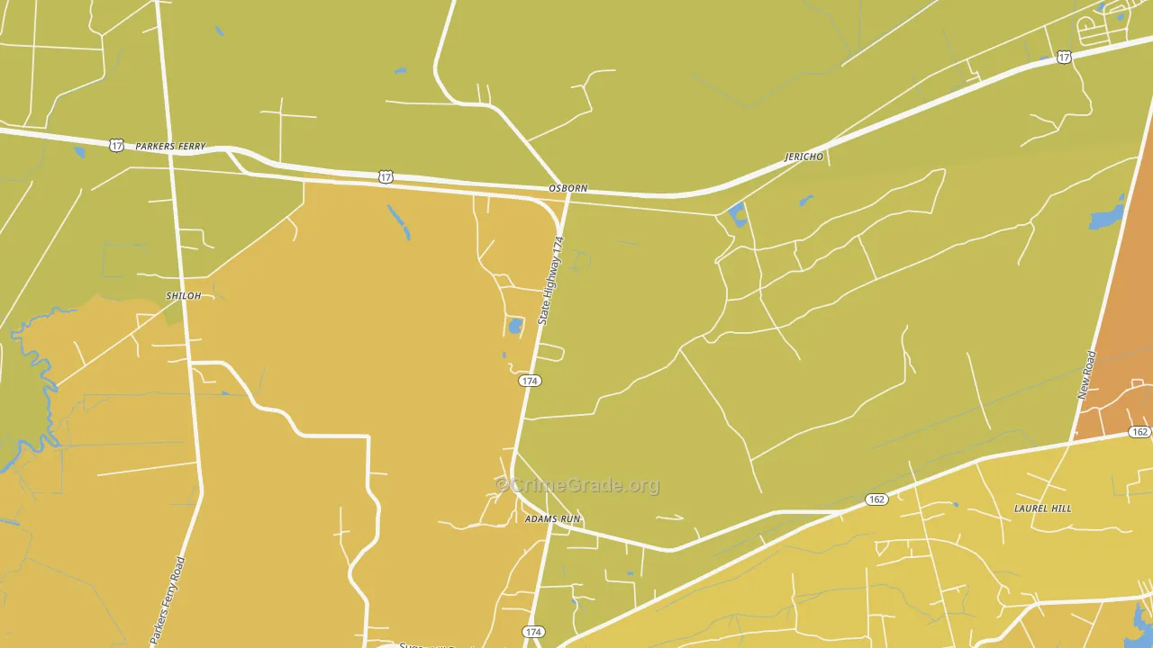 Osborn, SC Map of Vehicle Theft Rates