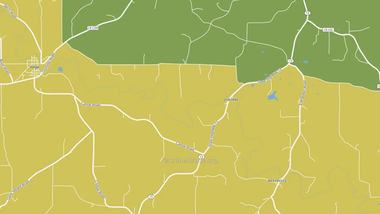 Osborne, IA Map of Vehicle Theft Rates