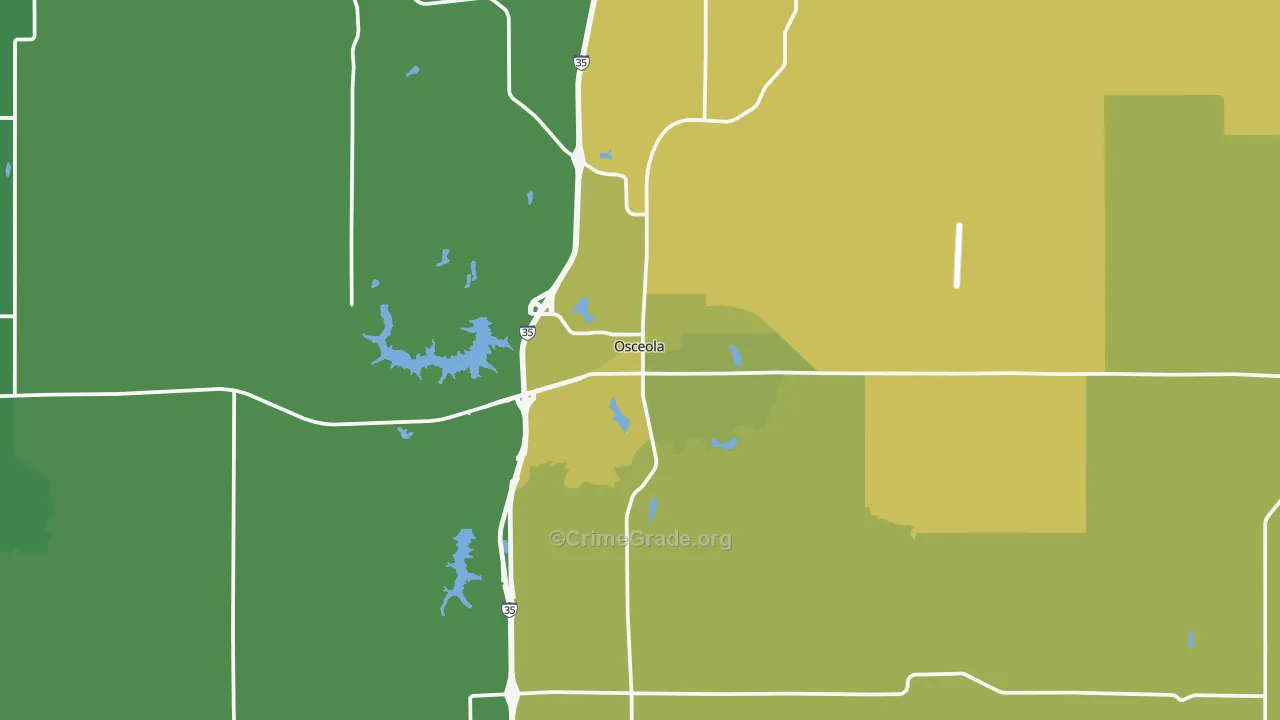 Osceola, IA Map of Vehicle Theft Rates