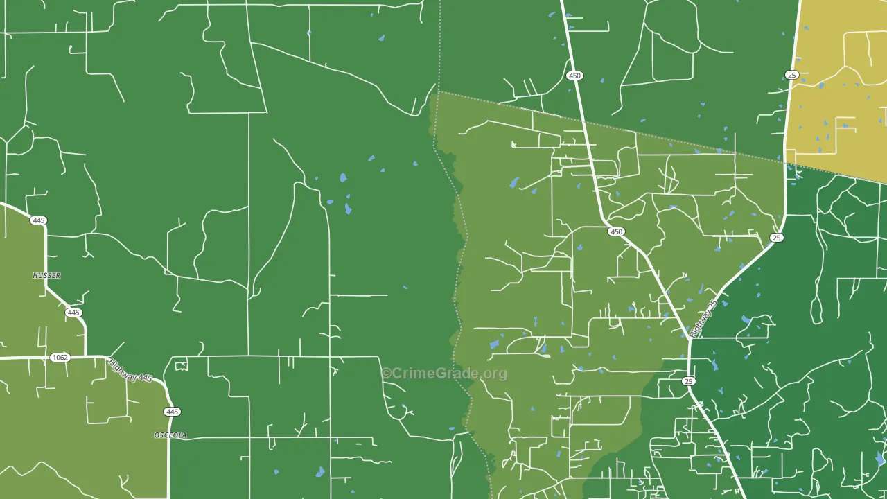 Osceola, LA Map of Vehicle Theft Rates