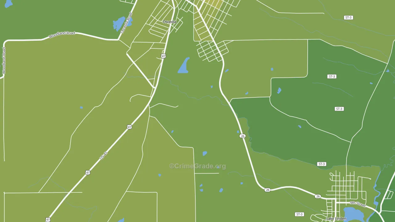 Osceola, MI Map of Vehicle Theft Rates