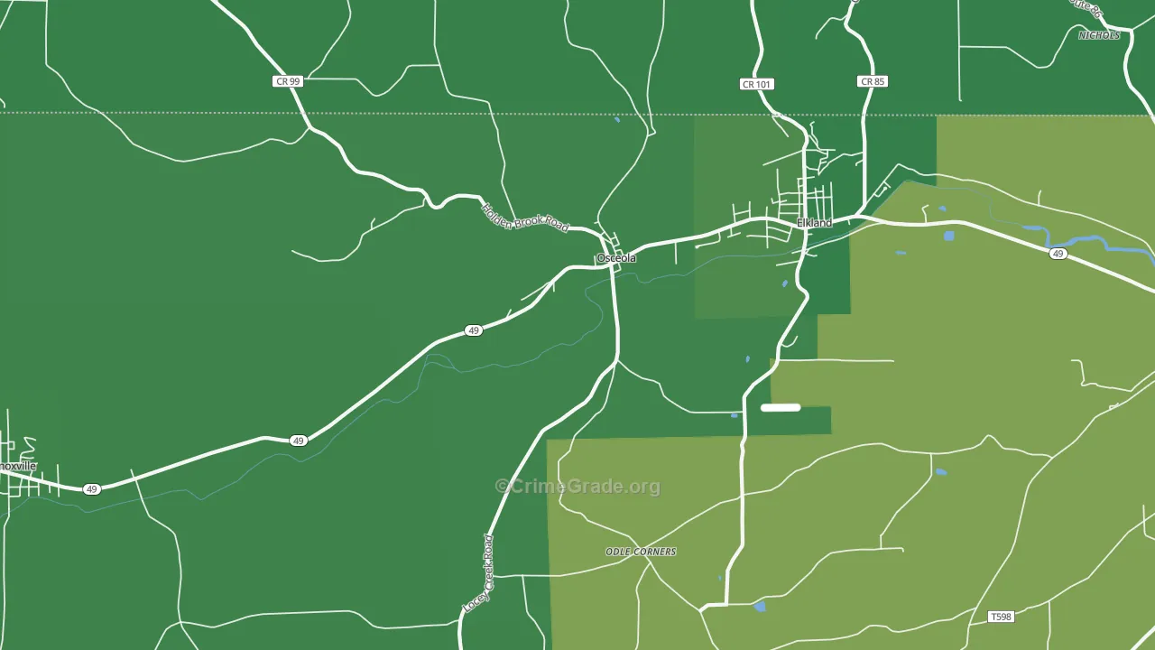 Osceola, PA Map of Vehicle Theft Rates