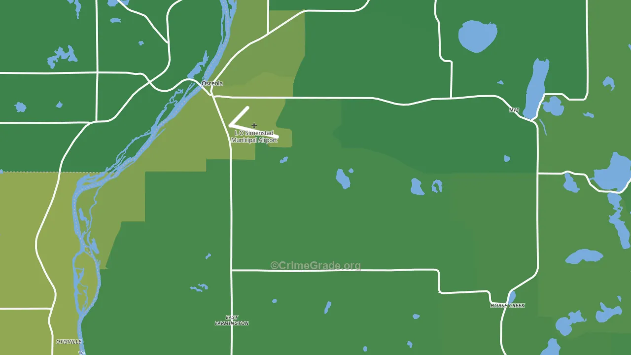 Osceola, WI Map of Vehicle Theft Rates