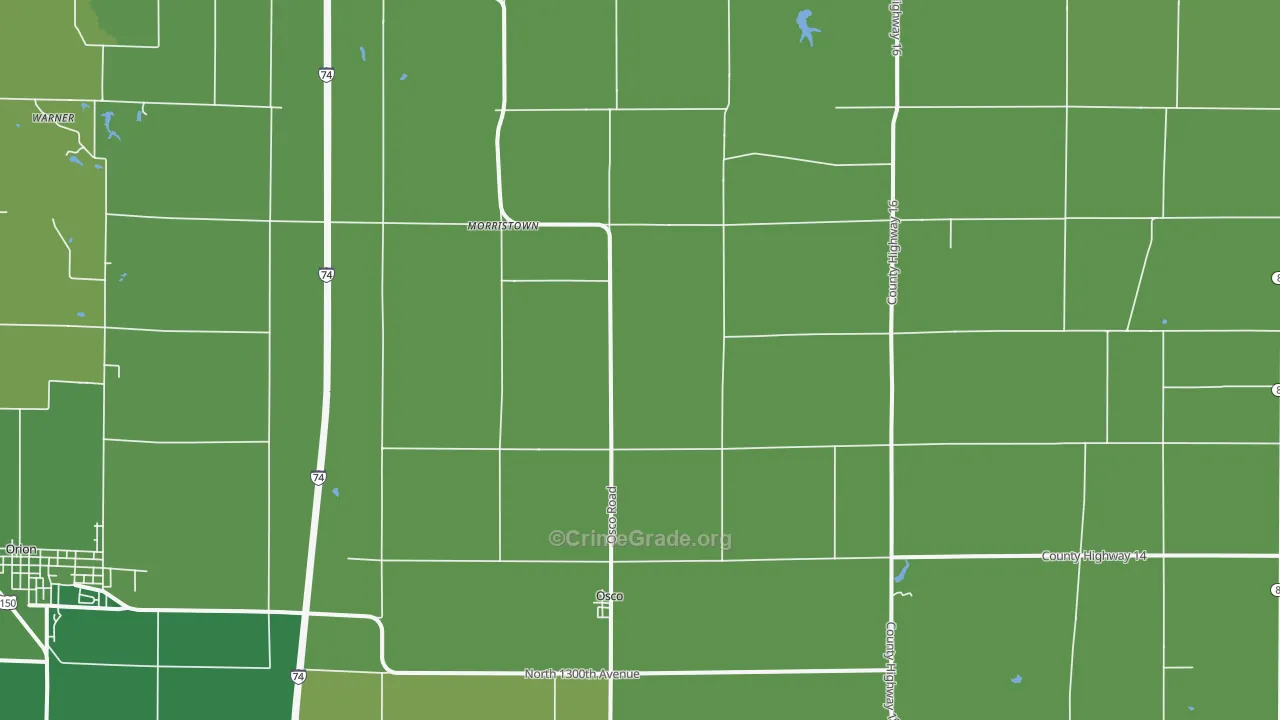 Osco, IL Map of Vehicle Theft Rates