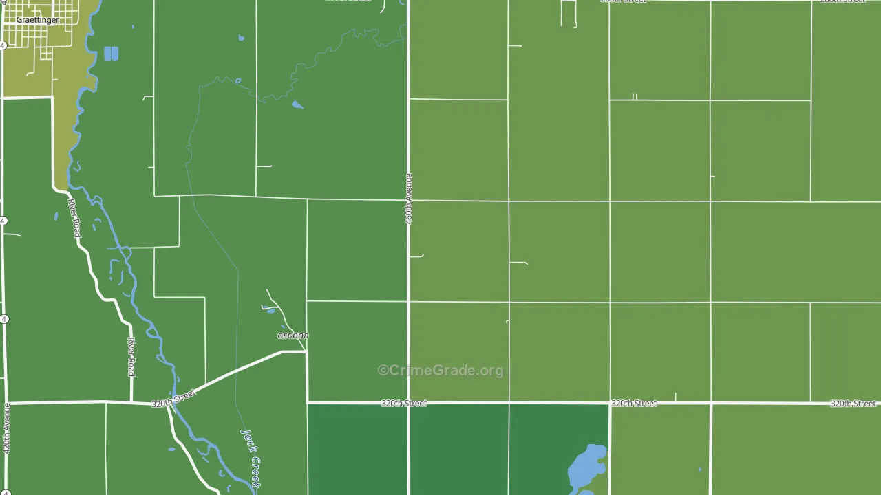 Osgood, IA Map of Vehicle Theft Rates