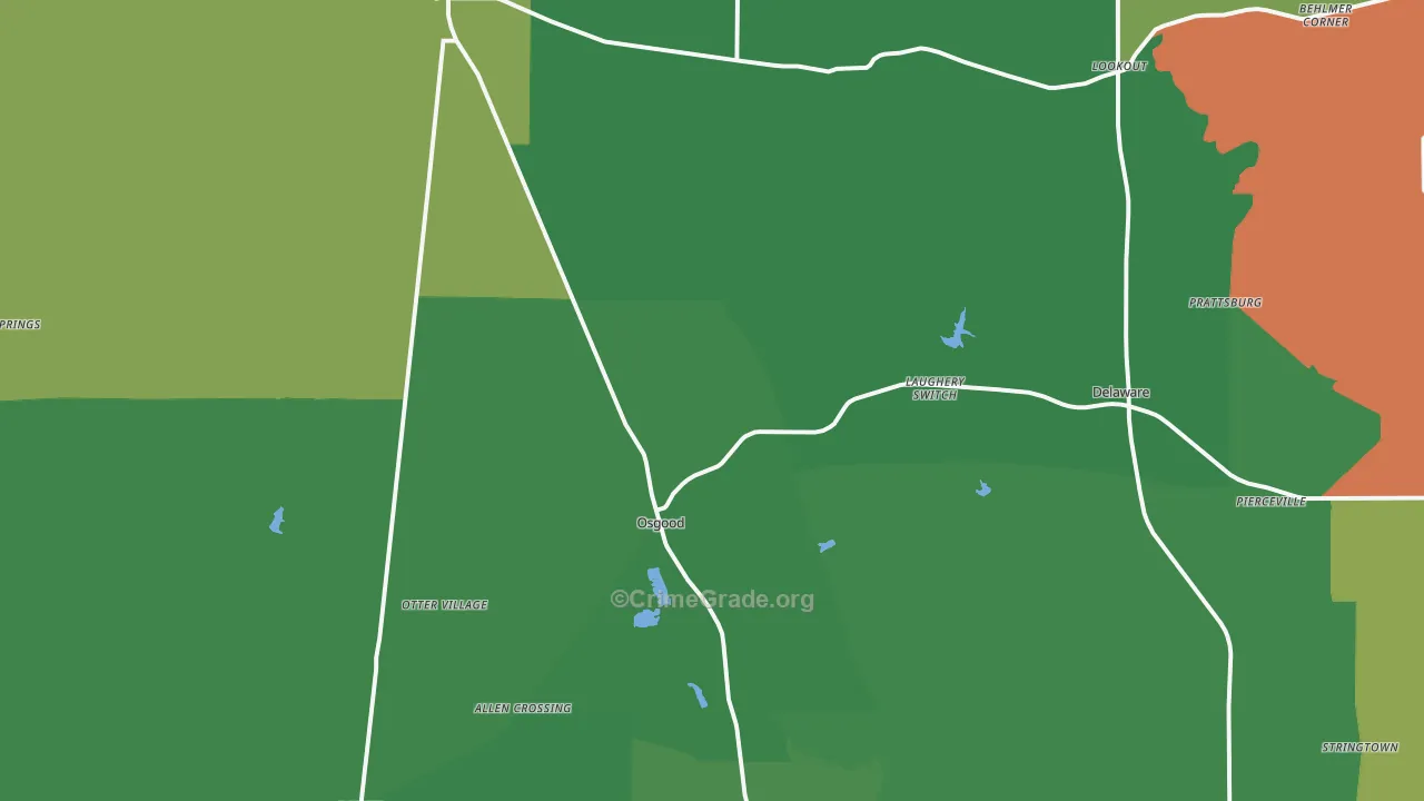 Osgood, IN Map of Vehicle Theft Rates