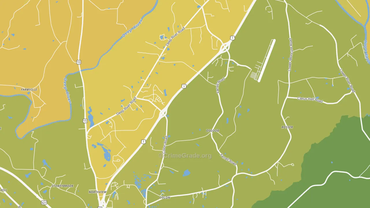 Osgood, NC Map of Vehicle Theft Rates