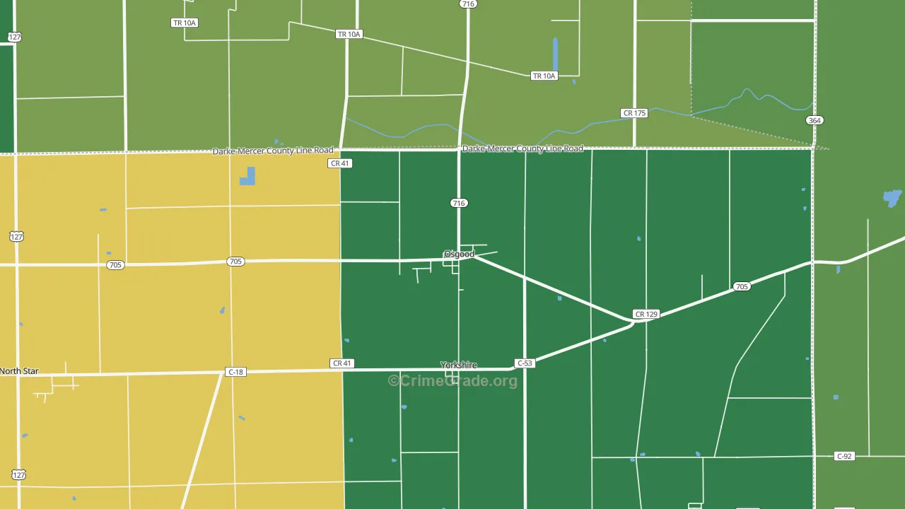 Osgood, OH Map of Vehicle Theft Rates