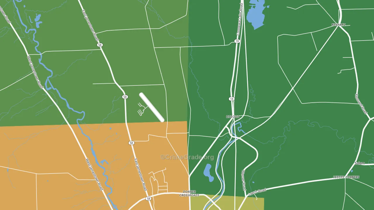 Osgood, PA Map of Vehicle Theft Rates