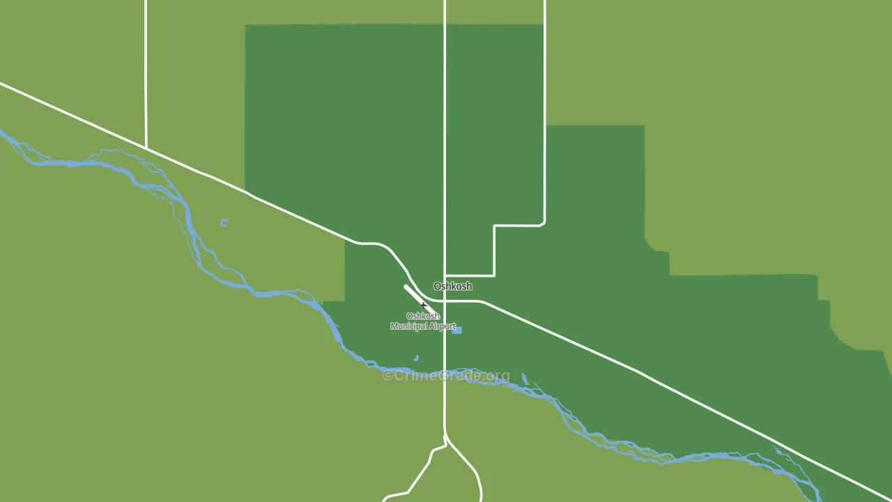 Oshkosh, NE Map of Vehicle Theft Rates