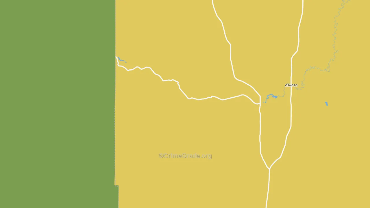 Oshoto, WY Map of Vehicle Theft Rates