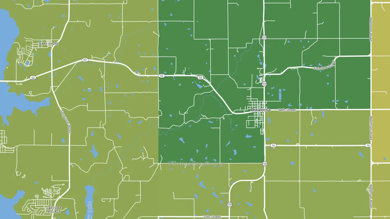 Oskaloosa, KS Map of Vehicle Theft Rates