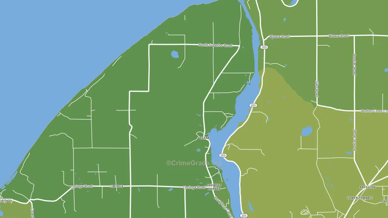 Oskar, MI Map of Vehicle Theft Rates