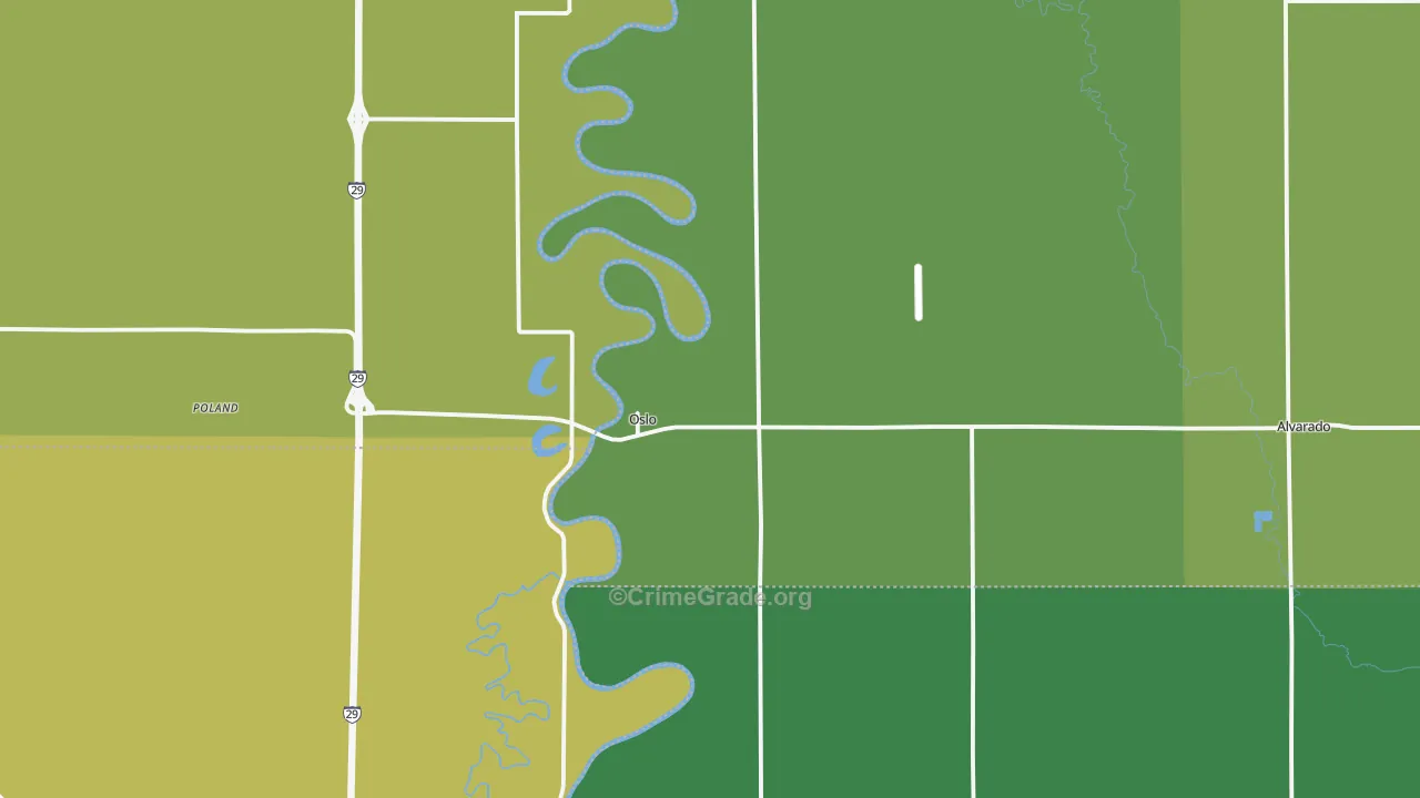 Oslo, MN Map of Vehicle Theft Rates