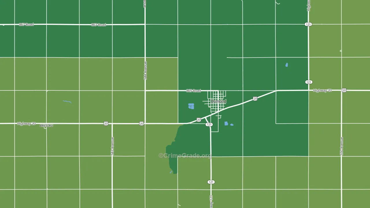 Osmond, NE Map of Vehicle Theft Rates