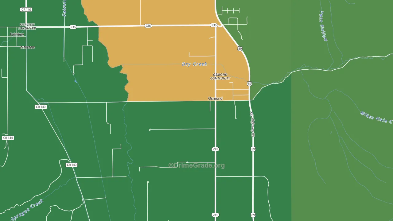 Osmond, WY Map of Vehicle Theft Rates