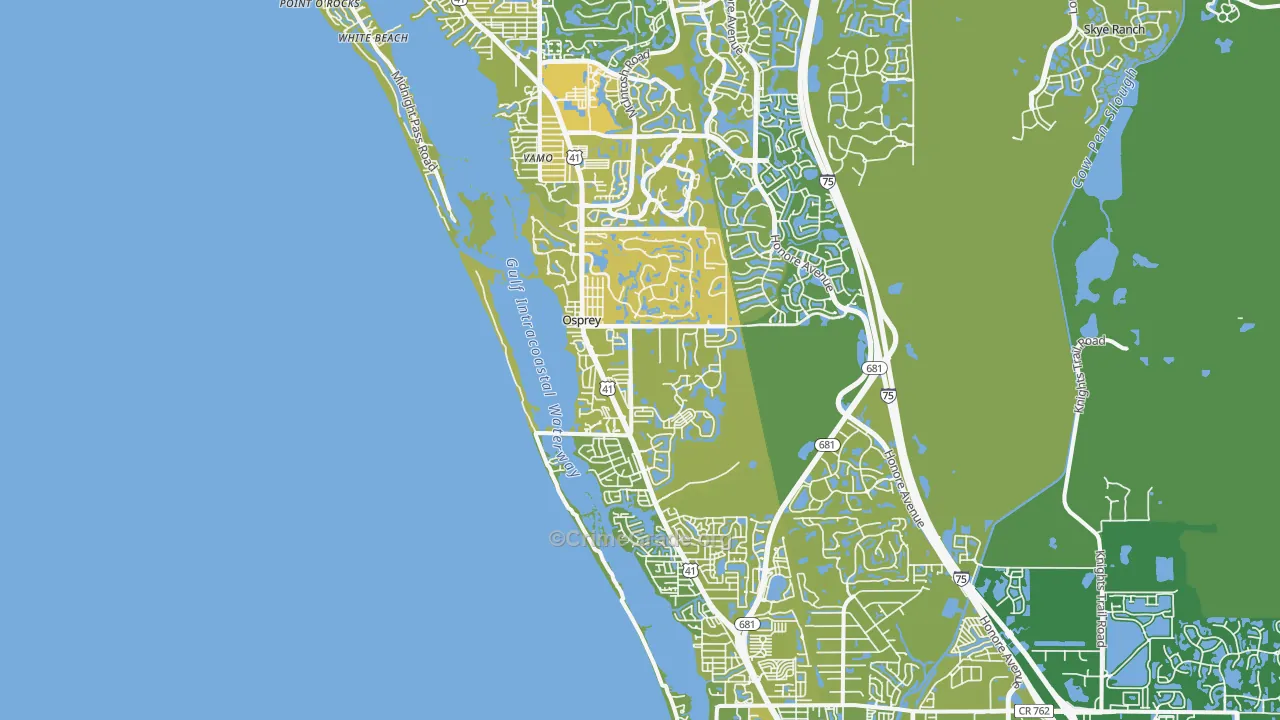 Osprey, FL Map of Vehicle Theft Rates