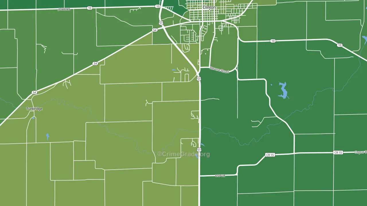 Ospur, IL Map of Vehicle Theft Rates