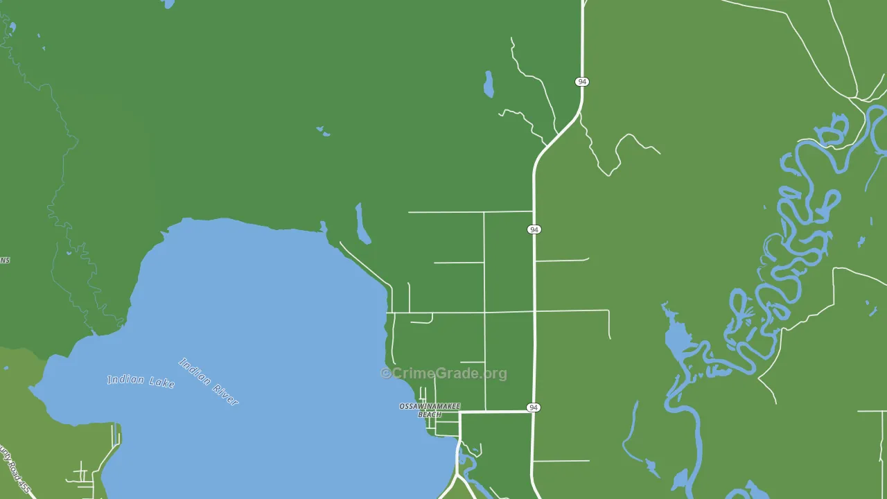 Ossawinamakee Beach, MI Map of Vehicle Theft Rates