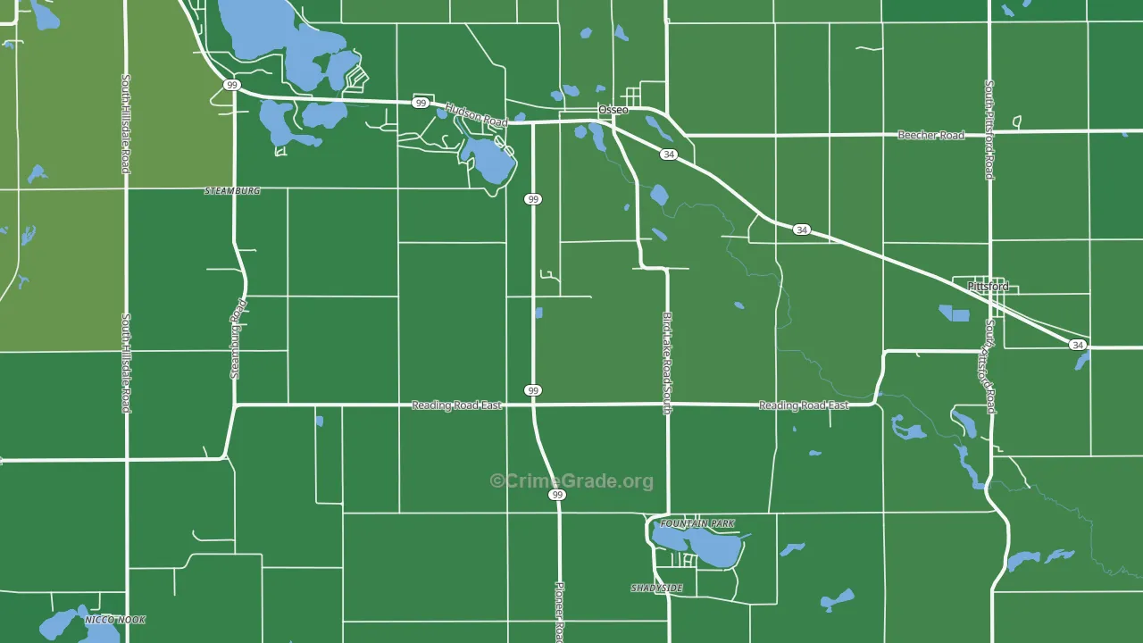 Osseo, MI Map of Vehicle Theft Rates