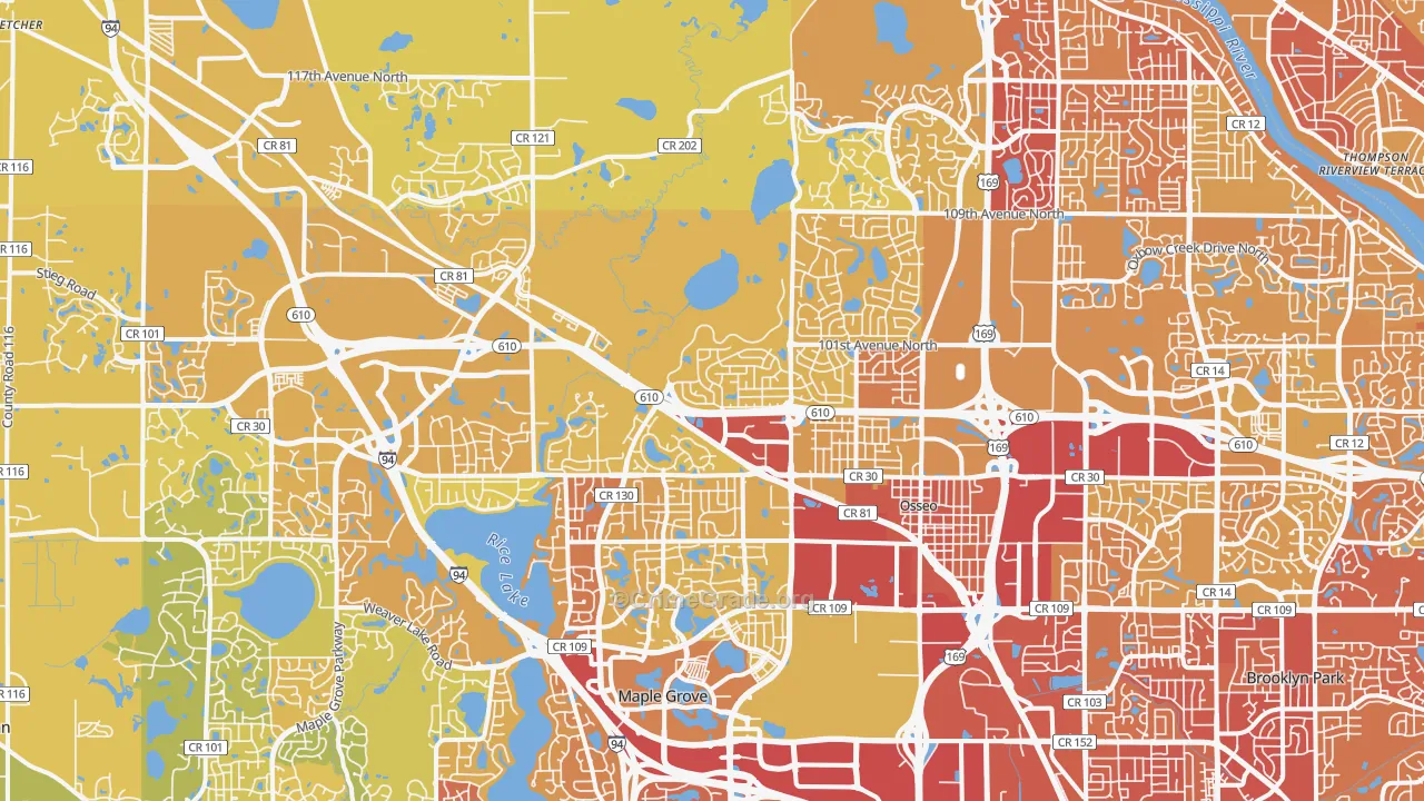 Osseo, MN Map of Vehicle Theft Rates