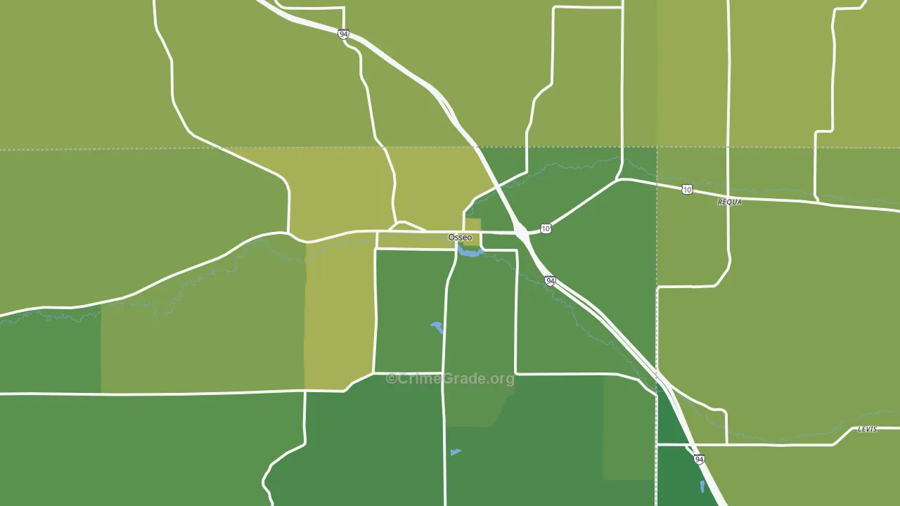 Osseo, WI Map of Vehicle Theft Rates