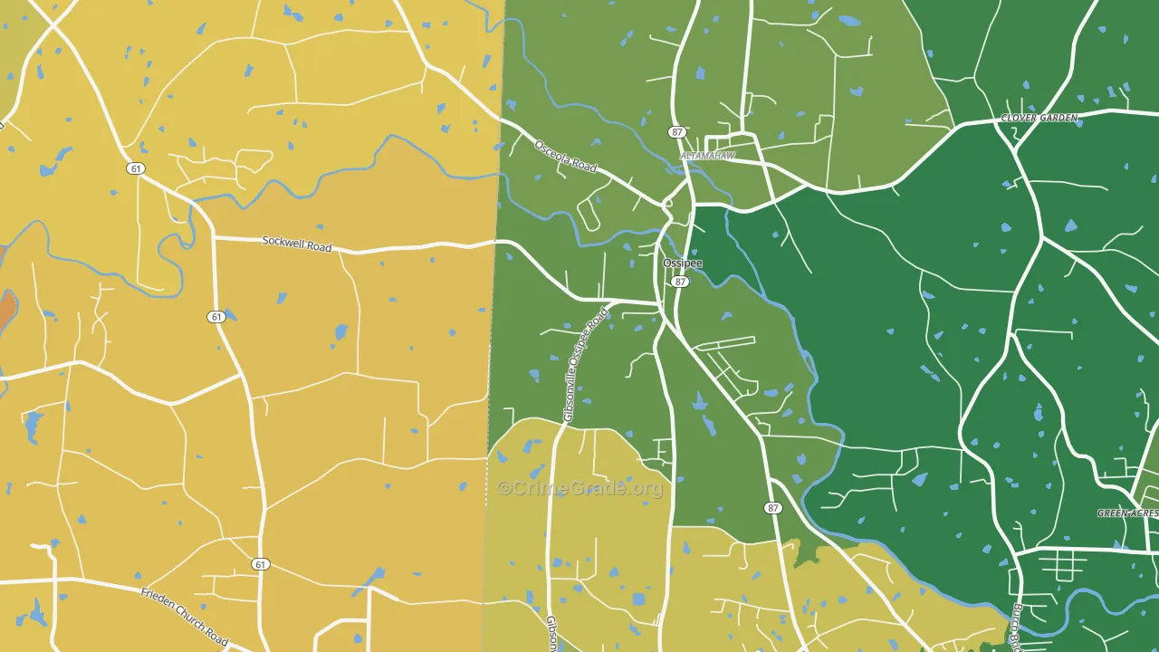 Ossipee, NC Map of Vehicle Theft Rates