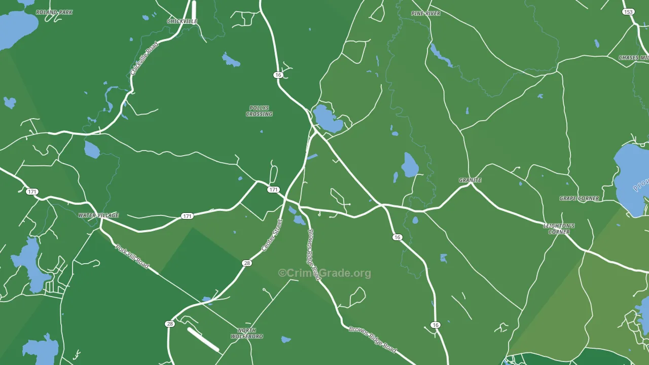 Ossipee, NH Map of Vehicle Theft Rates