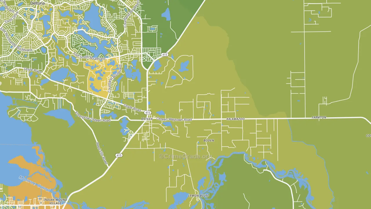 Osteen, FL Map of Vehicle Theft Rates