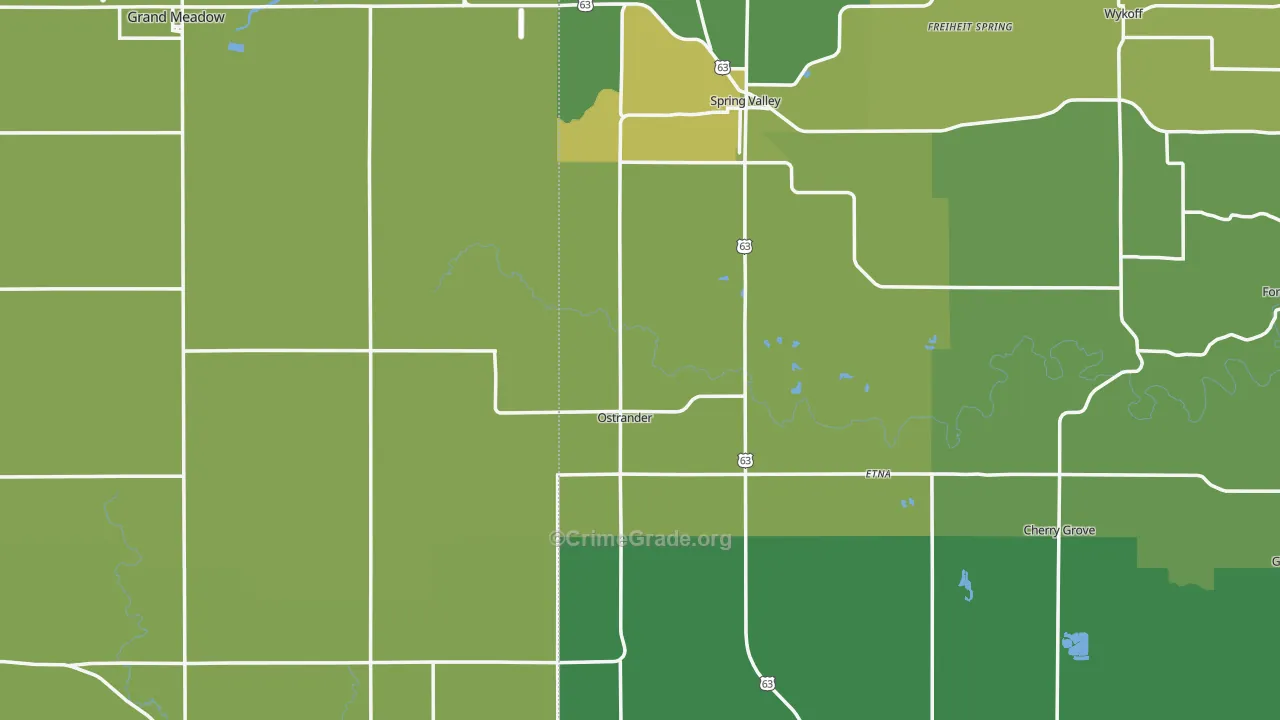 Ostrander, MN Map of Vehicle Theft Rates