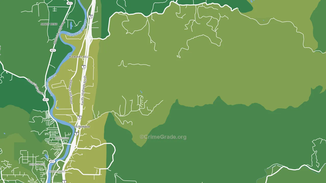 Ostrander, WA Map of Vehicle Theft Rates
