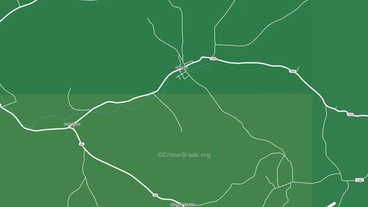 Oswayo, PA Map of Vehicle Theft Rates