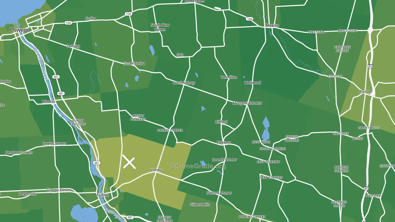 Oswego County, NY Map of Vehicle Theft Rates