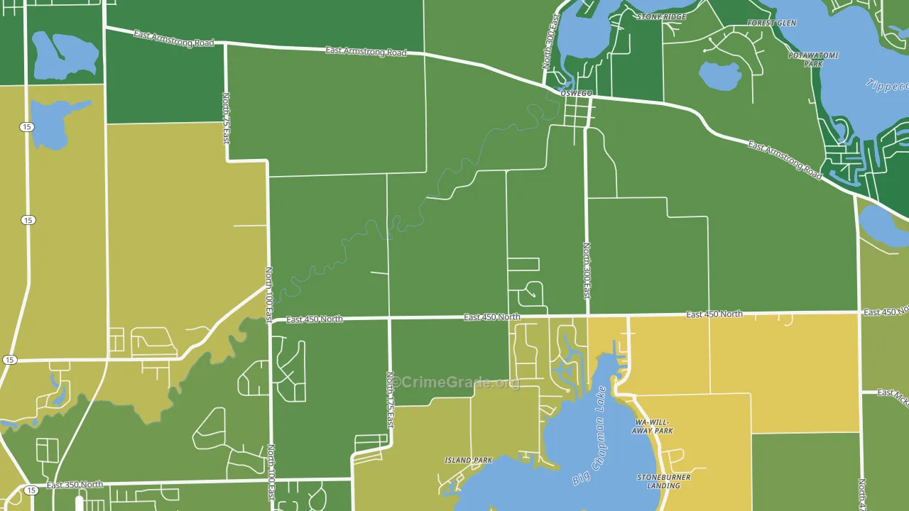 Oswego, IN Map of Vehicle Theft Rates