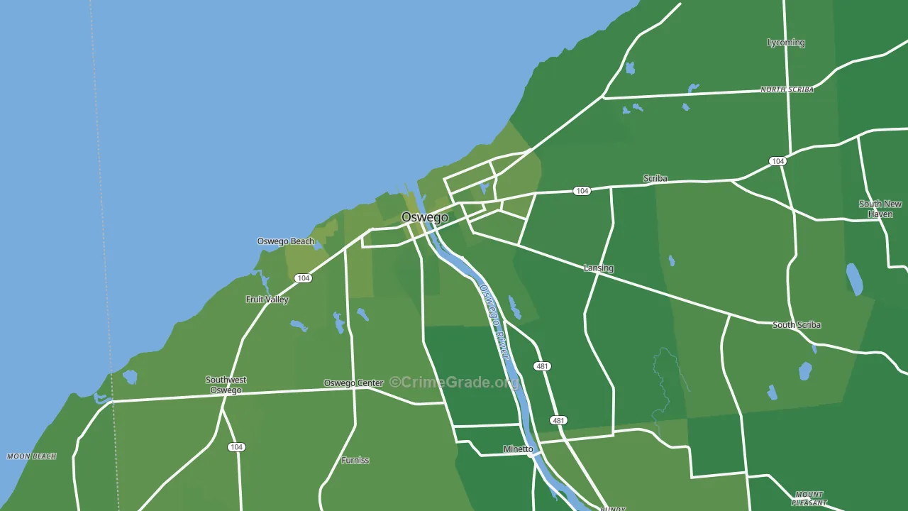 Oswego, NY Map of Vehicle Theft Rates