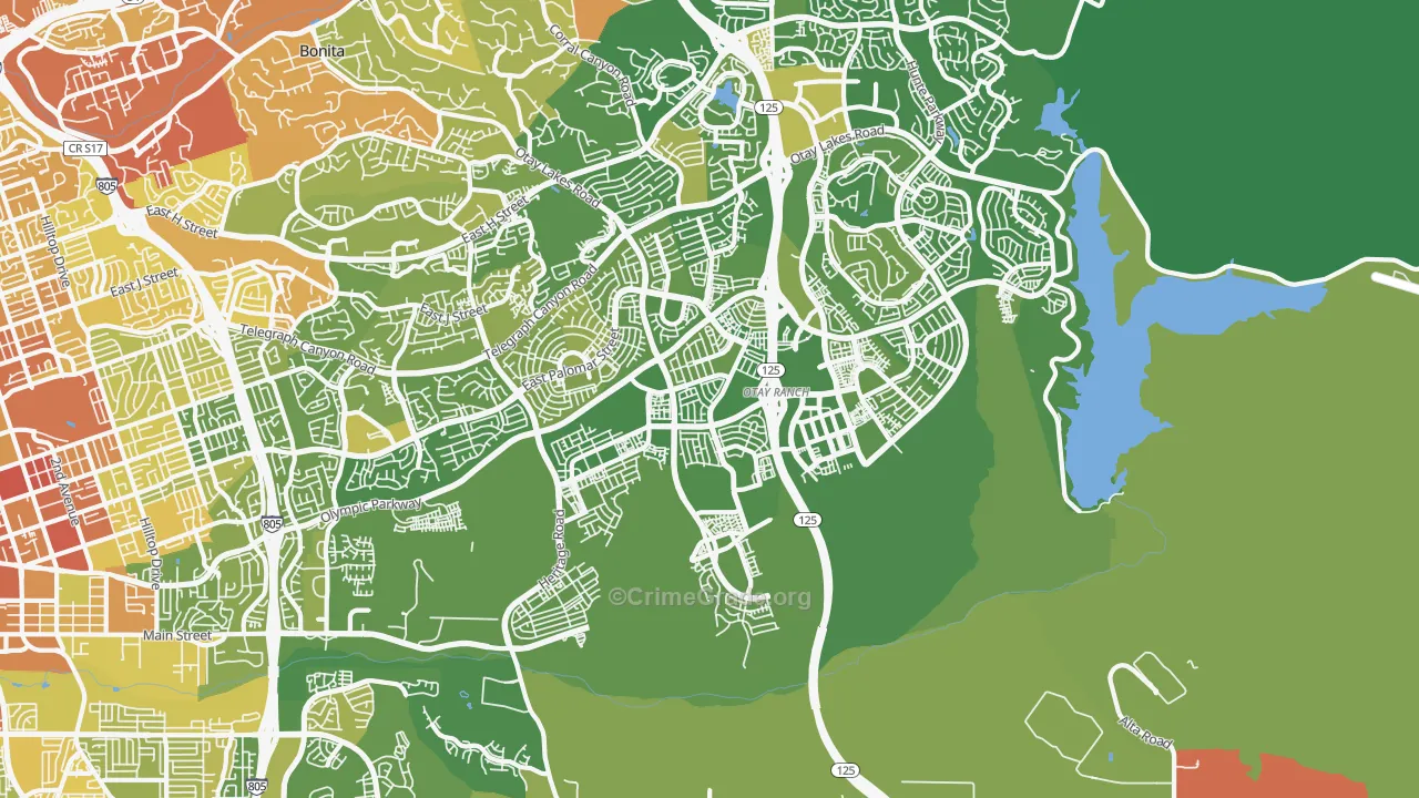 Otay Ranch, Chula Vista, CA Map of Vehicle Theft Rates