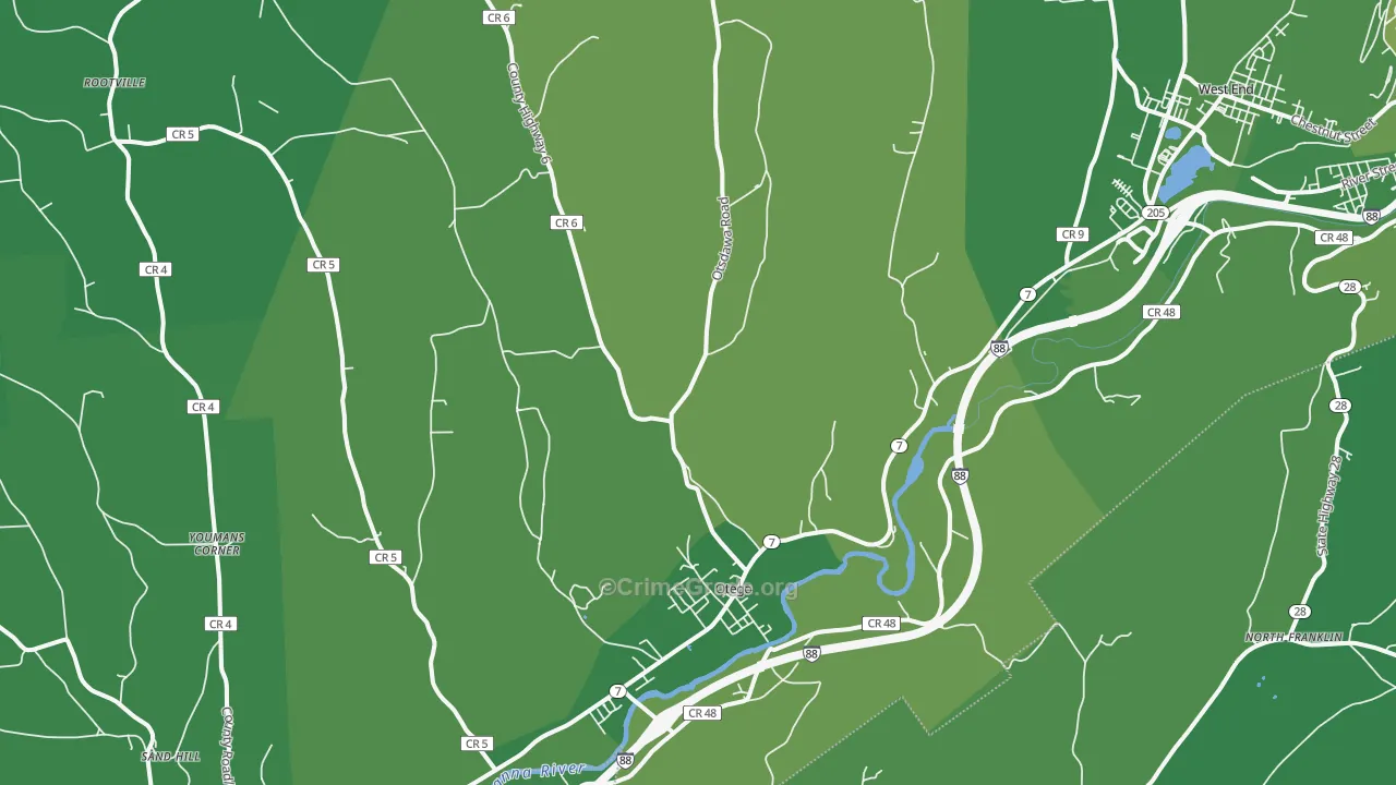 Otego, NY Map of Vehicle Theft Rates