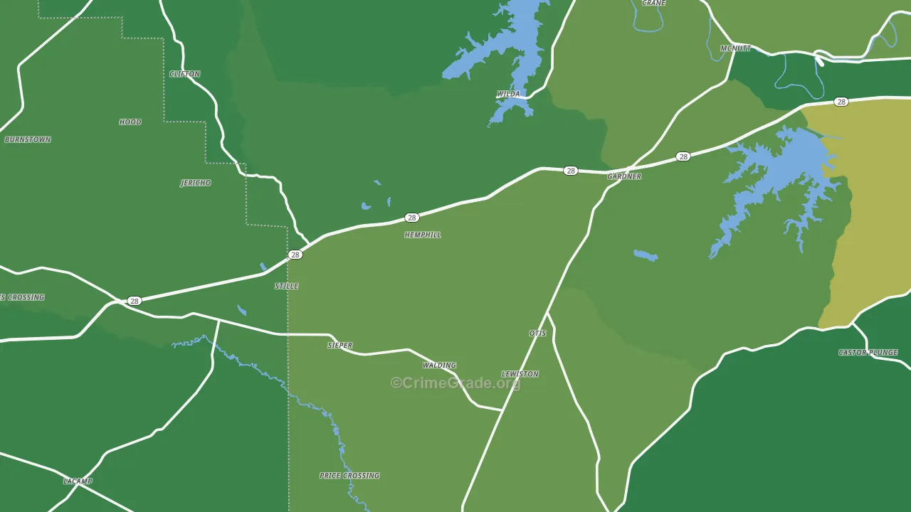 Otis, LA Map of Vehicle Theft Rates
