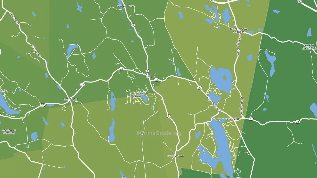 Otis, MA Map of Vehicle Theft Rates