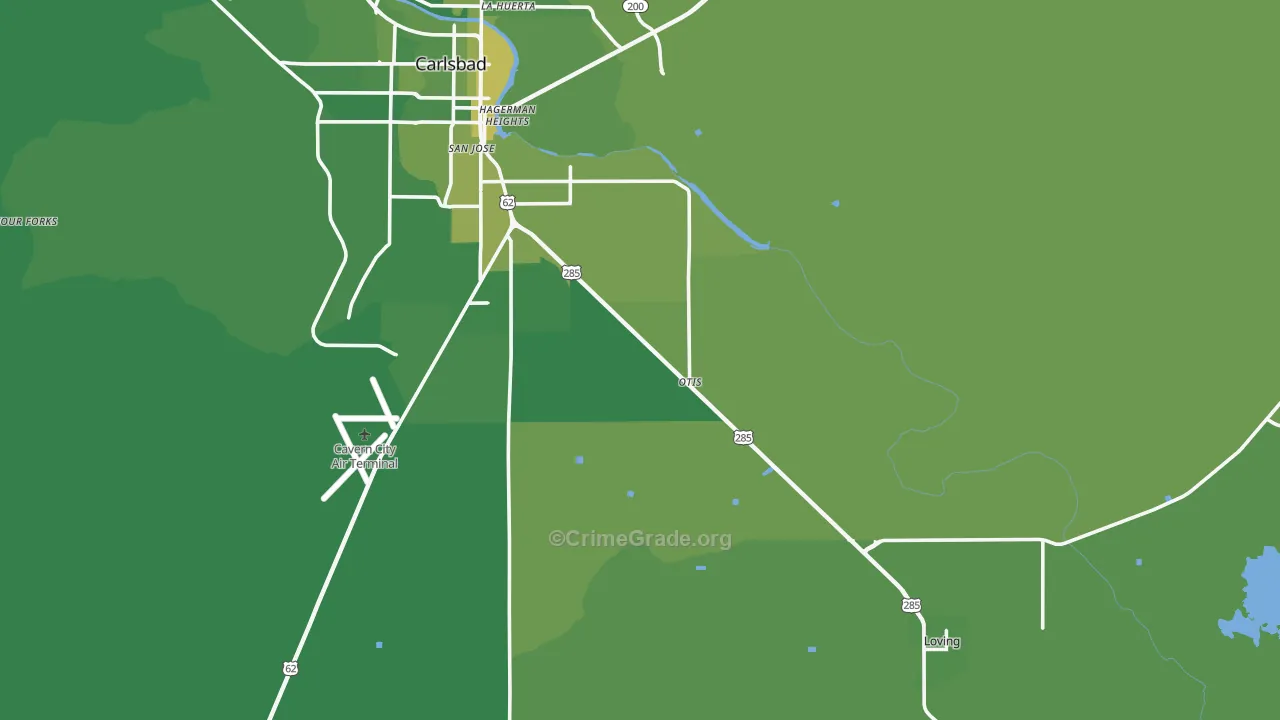 Otis, NM Map of Vehicle Theft Rates