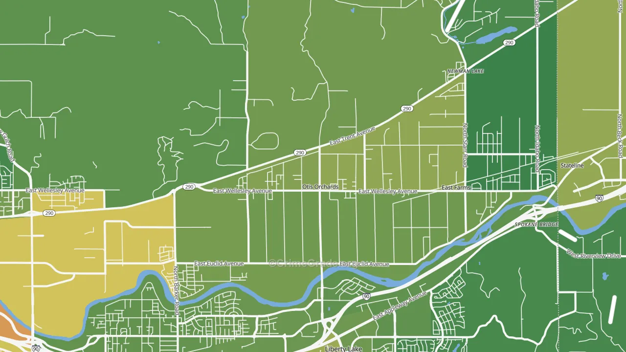 Otis Orchards, WA Map of Vehicle Theft Rates