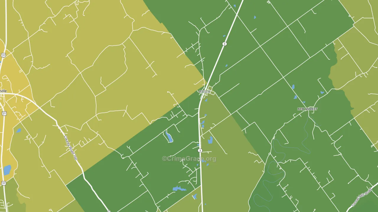 Otisco, IN Map of Vehicle Theft Rates
