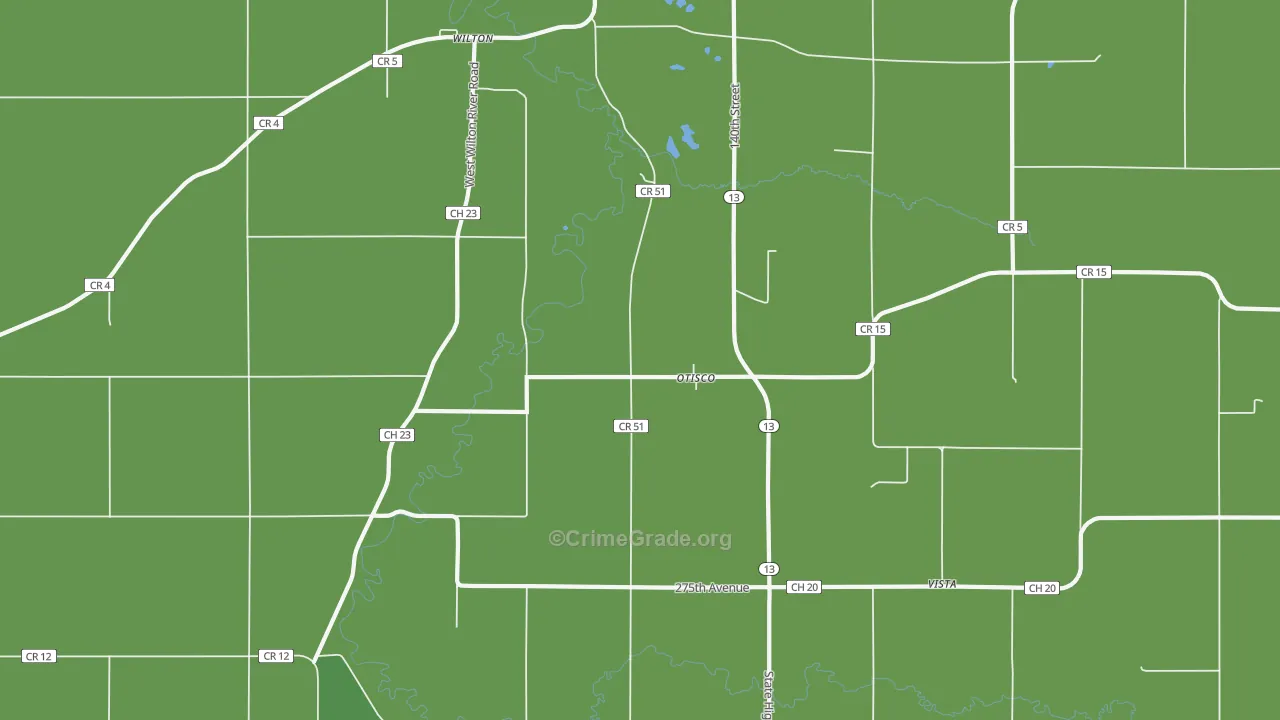 Otisco, MN Map of Vehicle Theft Rates