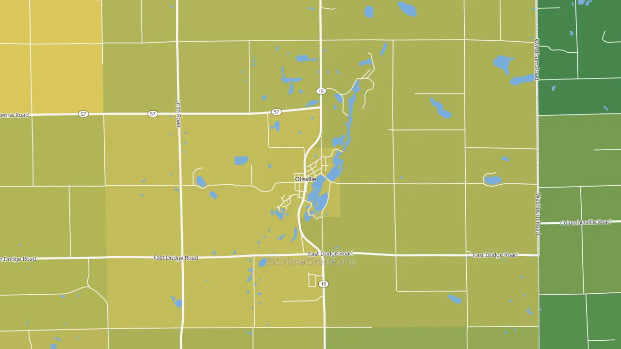 Otisville, MI Map of Vehicle Theft Rates