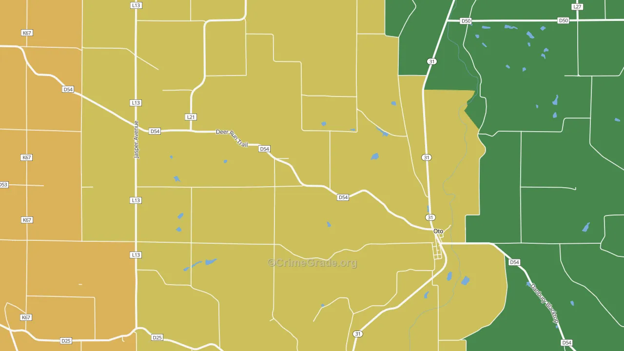 Oto, IA Map of Vehicle Theft Rates