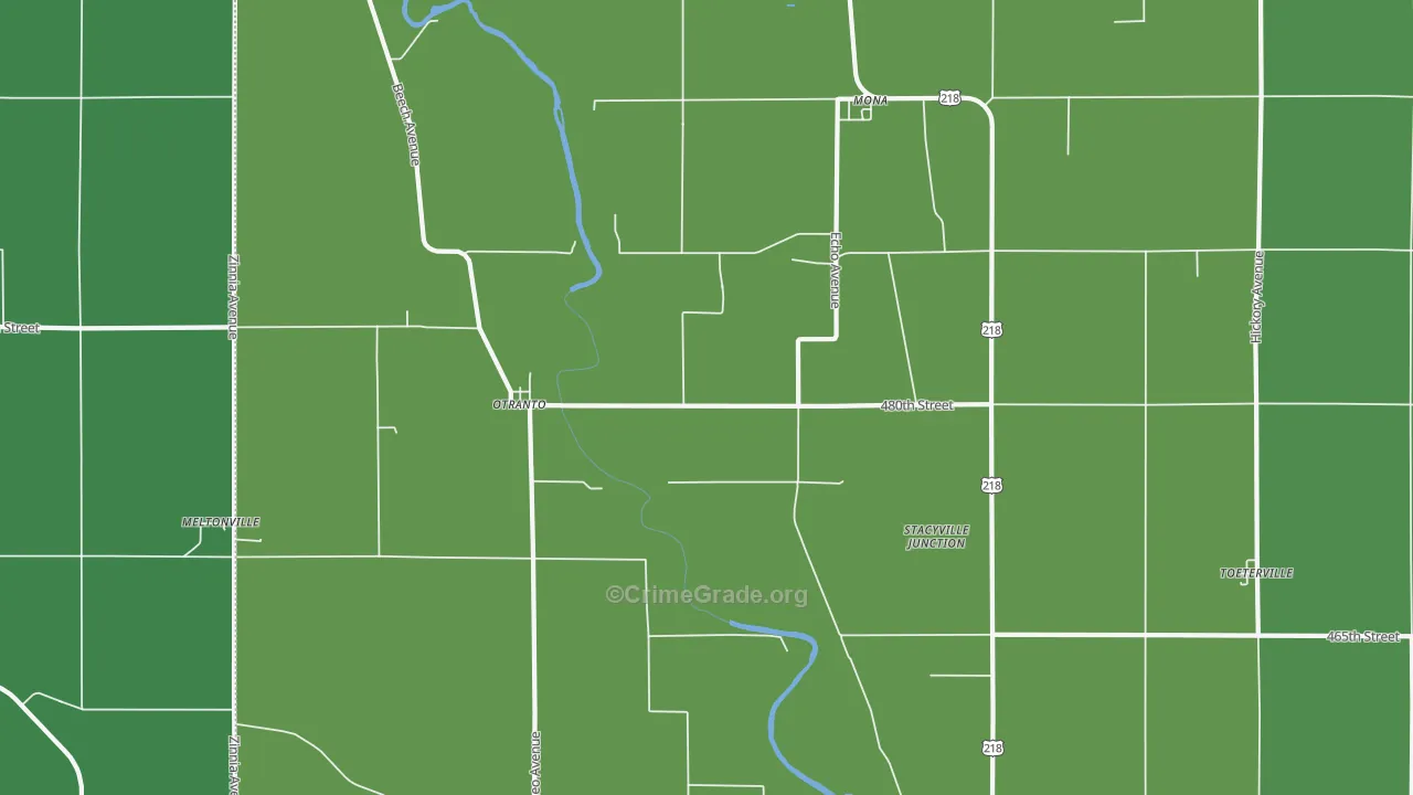 Otranto, IA Map of Vehicle Theft Rates